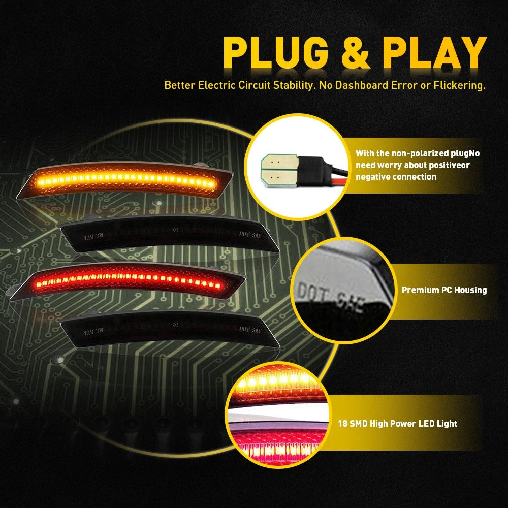 Set of 4 LED Side Marker Fender Lights for Mini Cooper R55 R56 R57 R58 R59 R60