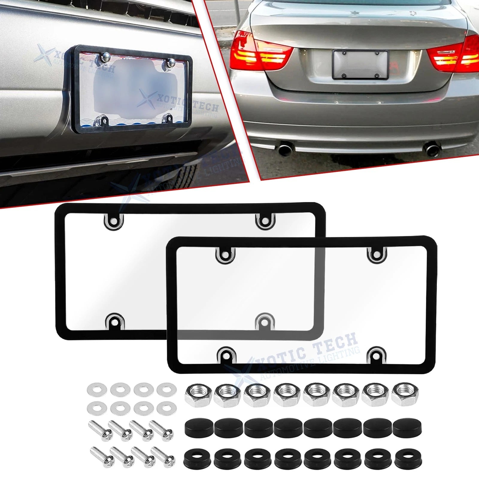 Car Clear License Plate Covers for Standard US Plates Fits 2011–2024