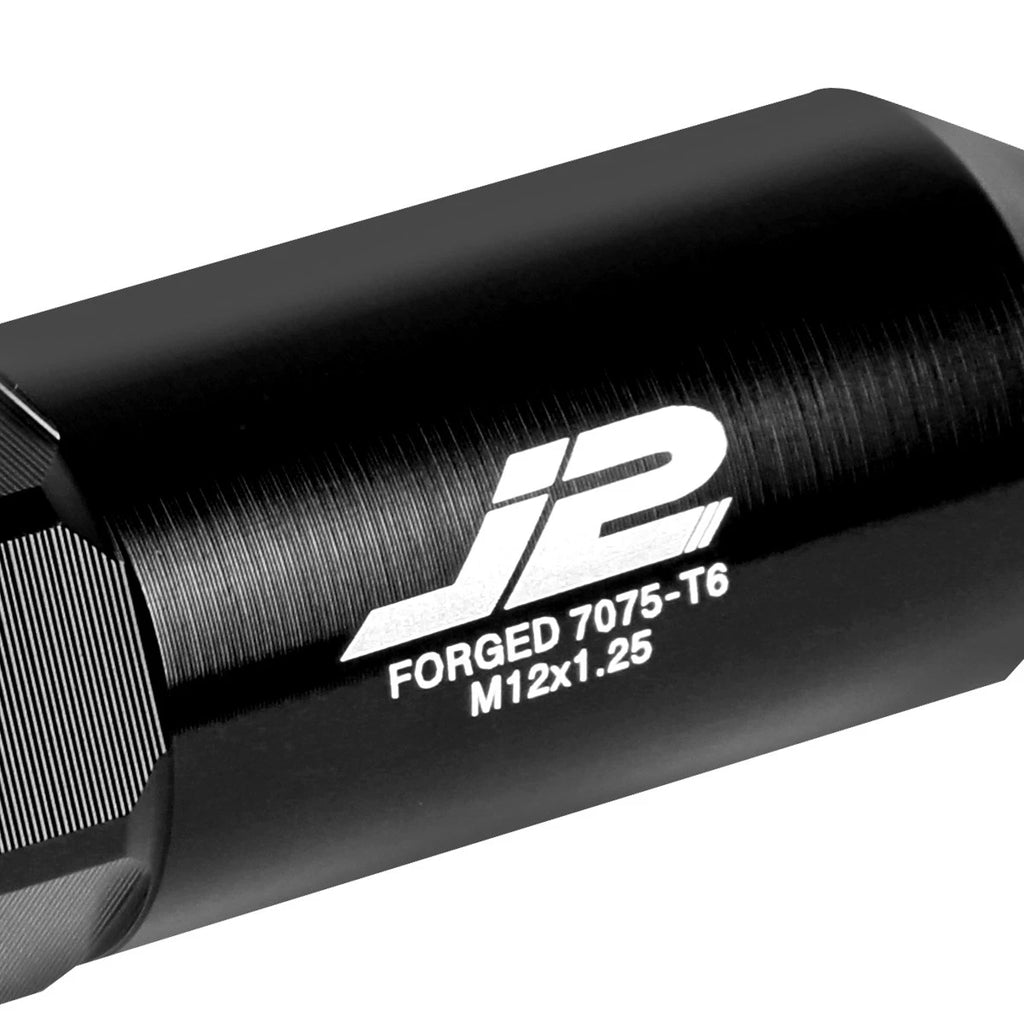 20Pc J2 7075 Forged Aluminum M12x1.25 Spiked End Lug Nut Set w/Adapter Black