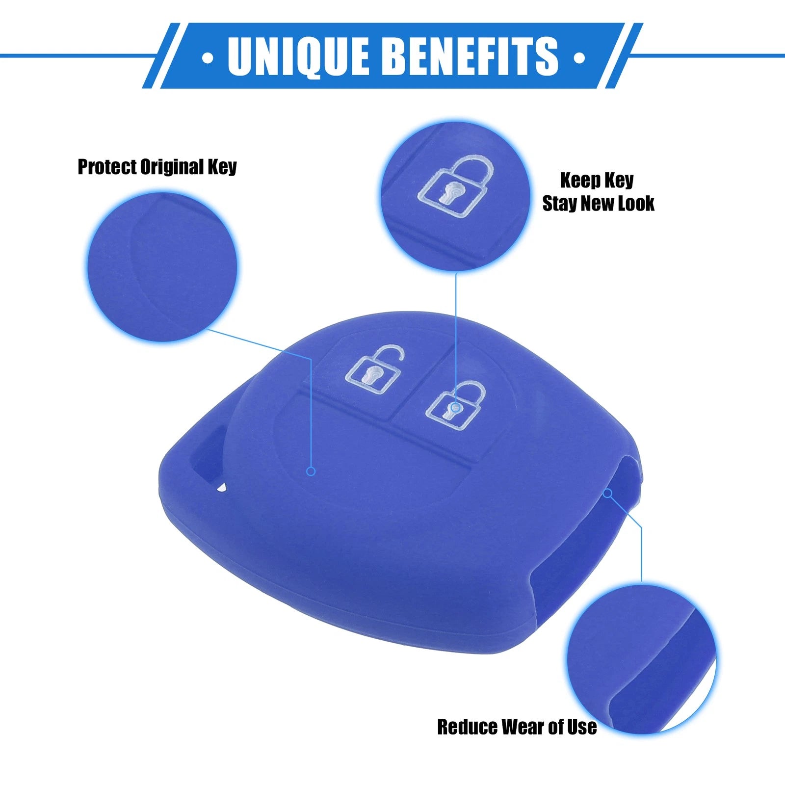 2X Car Remote Key Fob Case Protector for Suzuki (2 Button, Silicone, Dark Blue)