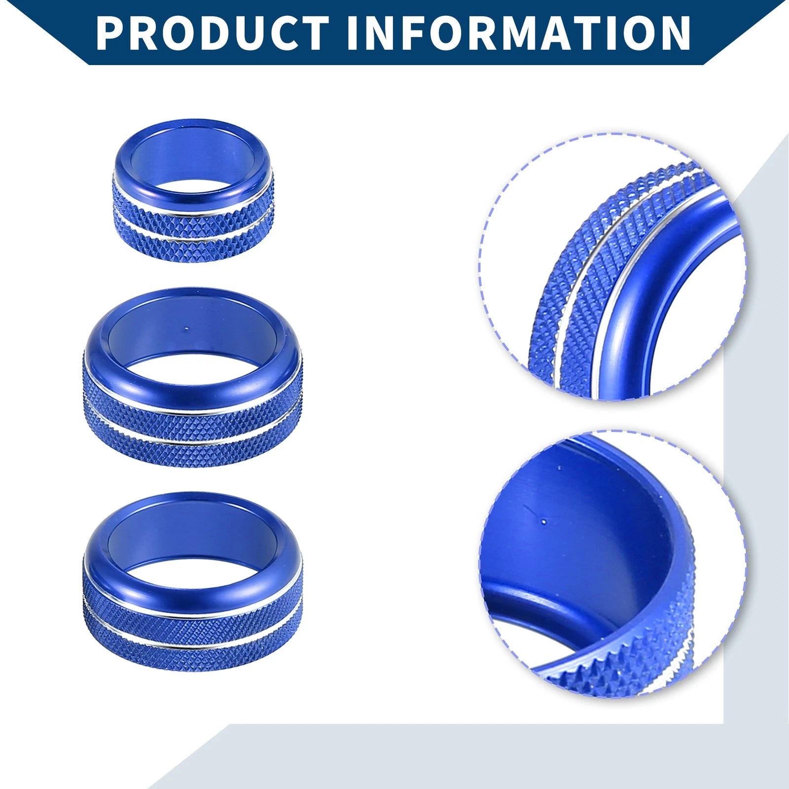 3X AC Radio Volume Switch Knob Cover Ring for Toyota Supra (2018–2022) Blue