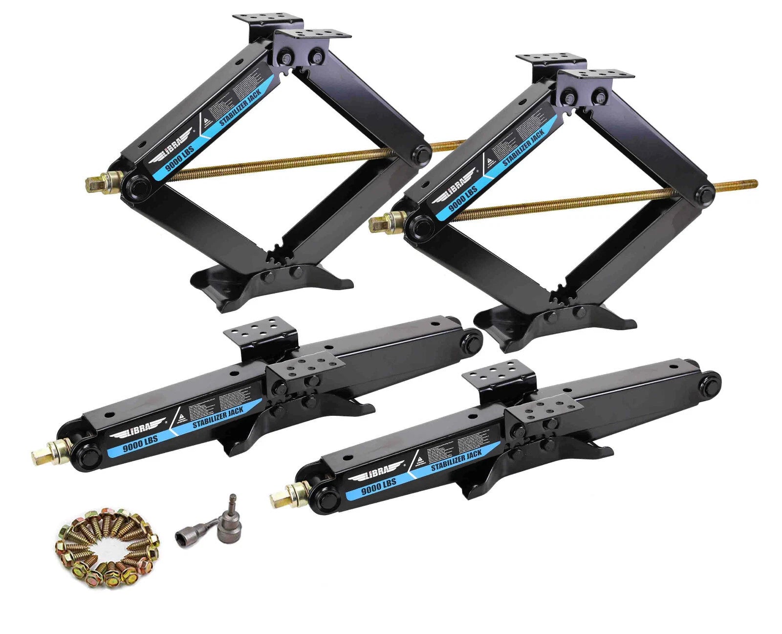 Set of 4 Libra 9000lb 24" HD RV Camper Stabilizer Leveling Scissor Jacks