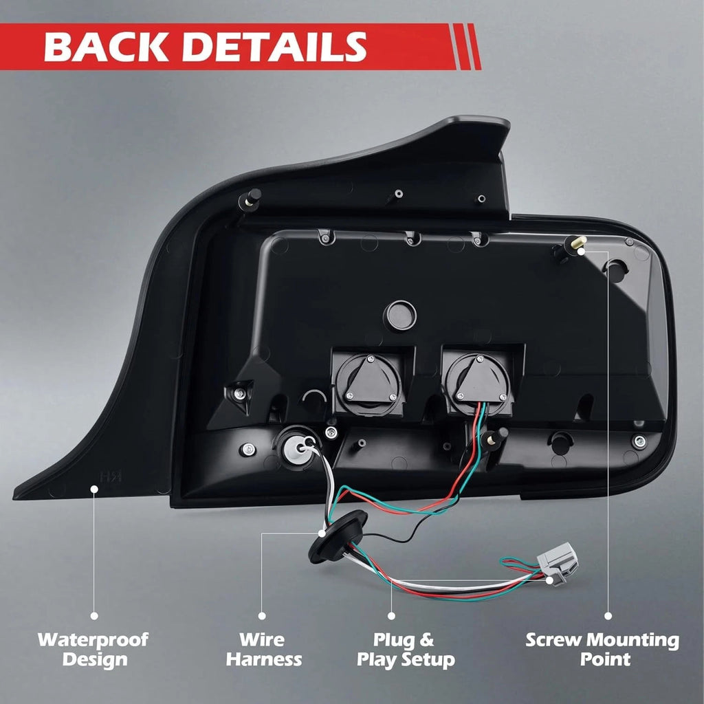 Pair LED Tail Lights for Ford Mustang (2005–2009) Signal Brake Lamp Black Clear