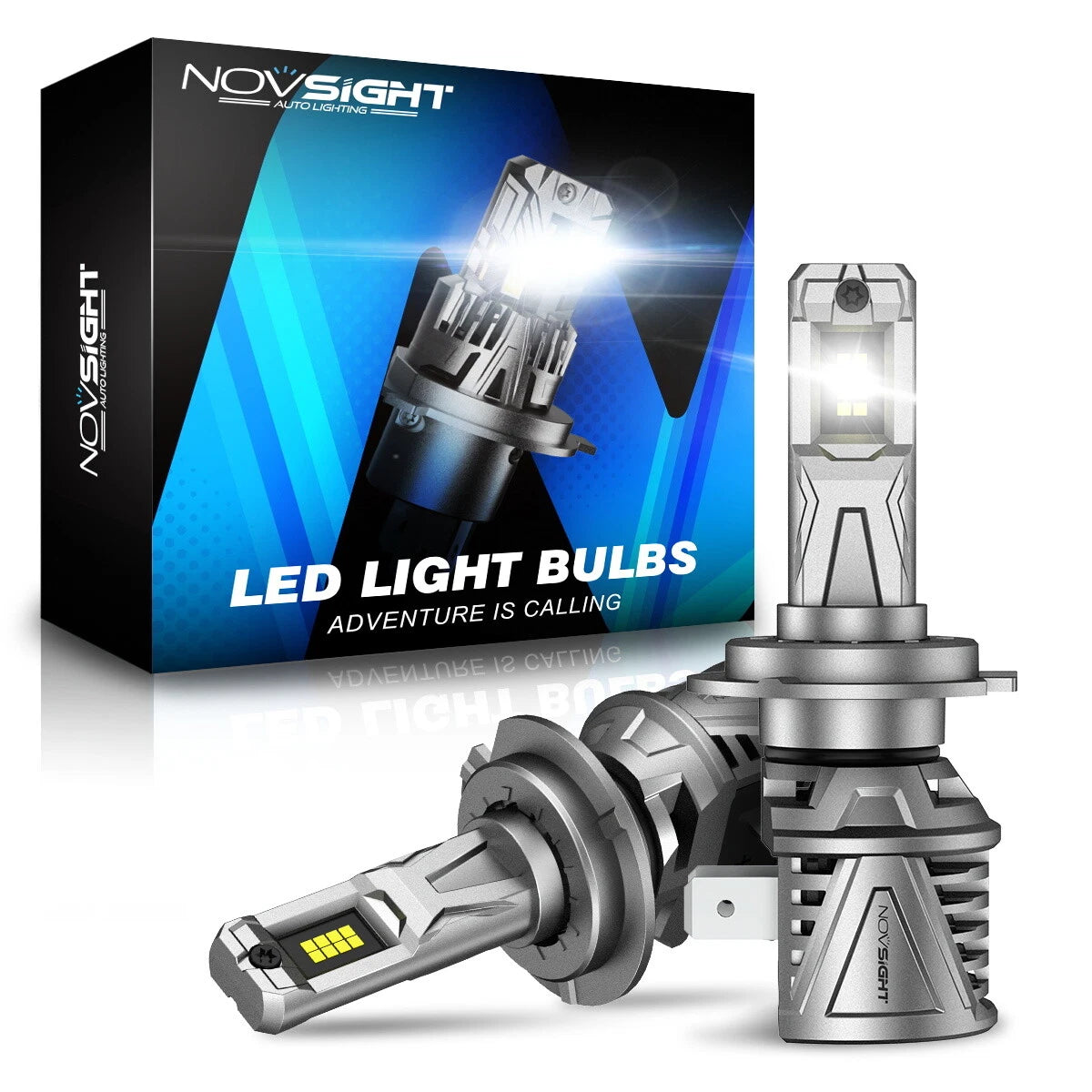 2X H7 LED Headlight Bulbs for NOVSIGHT (15000LM, 6500K)