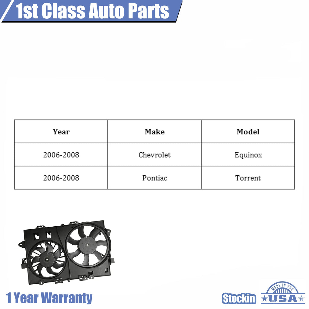 Radiator Cooling Fan Assembly for Chevy Equinox Pontiac Torrent (2006–2008)