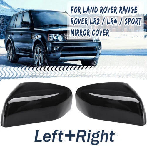 2 x Black Mirror Cover Cap Left Right for Land Rover Range Rover Sport LR2 LR4