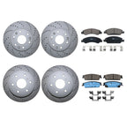 Front Rear Brake Kit with Drilled Rotors & TRW Pro Ceramic Pads for Cadillac Chevy GMC