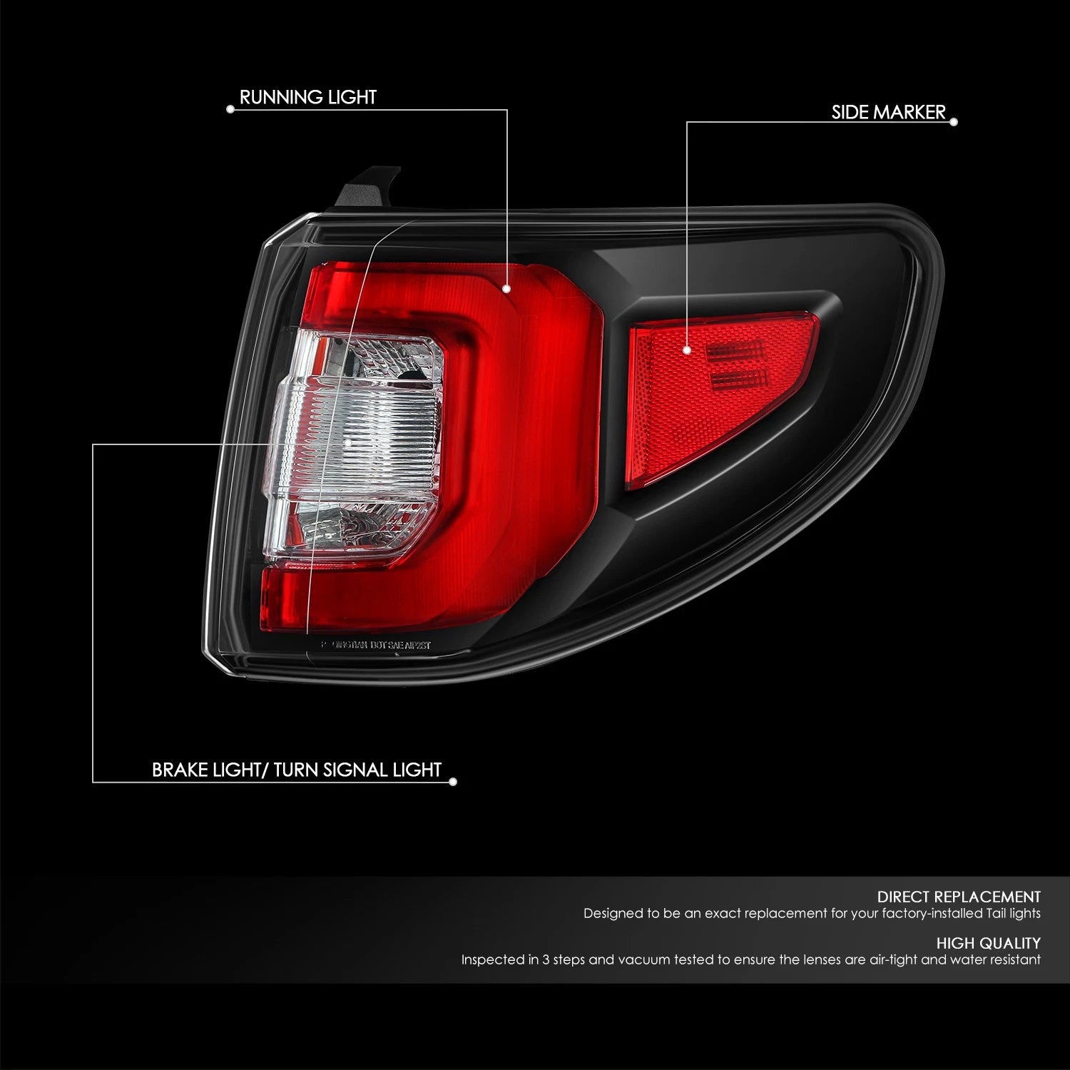 Chrome Red LED Outer Taillight Assembly for Acadia Limited (2013–2017)