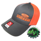 Trucker Hat for Ford Powerstroke (Charcoal Gray/Orange, Flex Fit L/XL)