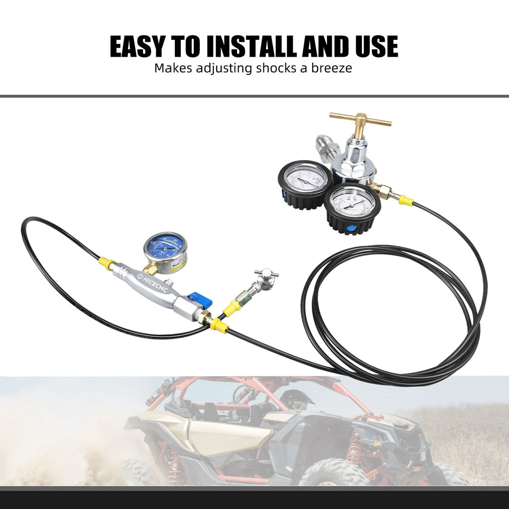 Nitrogen Shock Regulator Fill Tool with 2" 380psi Gauge for Off-Road