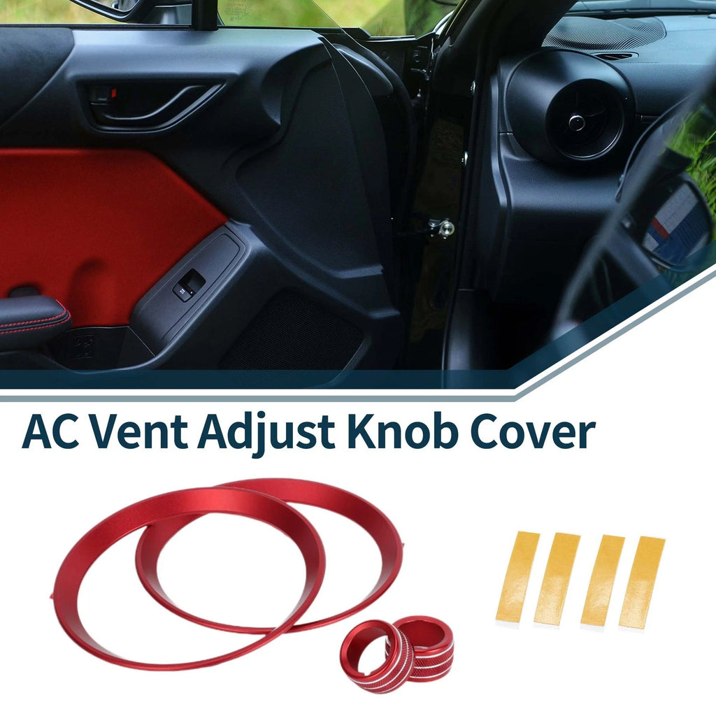 Set of 4 AC Vent Adjust Switch Knob Cover Rings for Subaru BRZ (2022–2024) Red