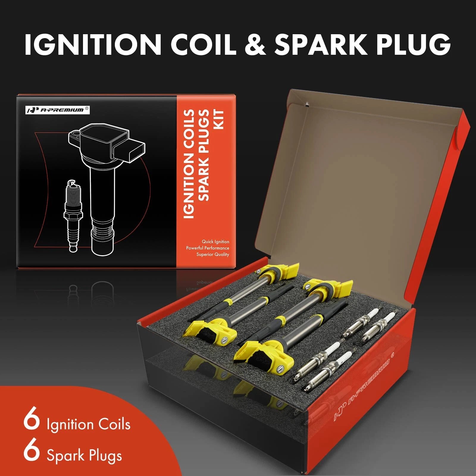 4-Pack Ignition Coil and Iridium Platinum Spark Plug for Toyota Corolla (2014–2019)