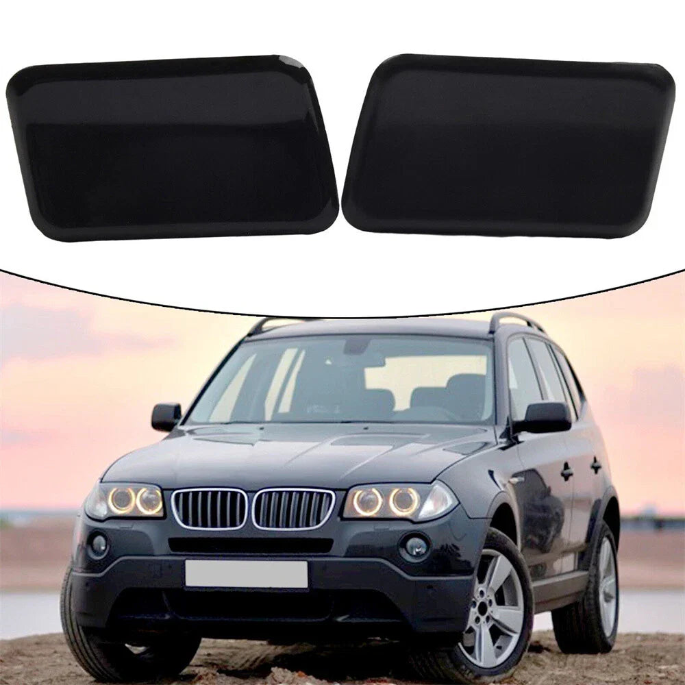Black Headlight Washer Nozzle Cover Caps  for BMW X3 (2004-2010)
