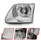 Crystal Headlight Chrome Clear Lens Set for 1997-2003 Ford F-150