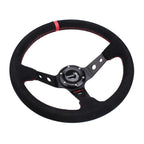 Steering Wheel 345mm Suede Leather Deep Dish for Universal Fit