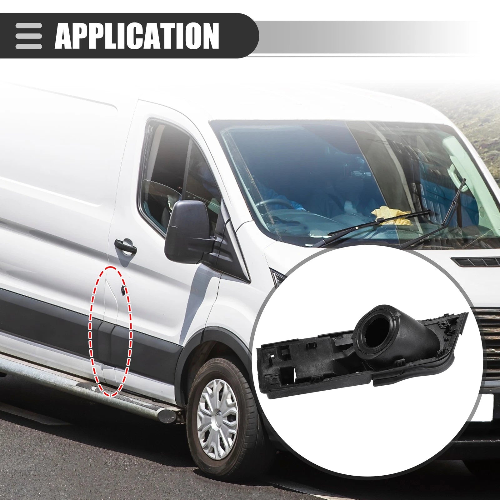 Fuel Filler Door Housing Pocket for Ford Transit 150 250 350 (2015–2023) Black