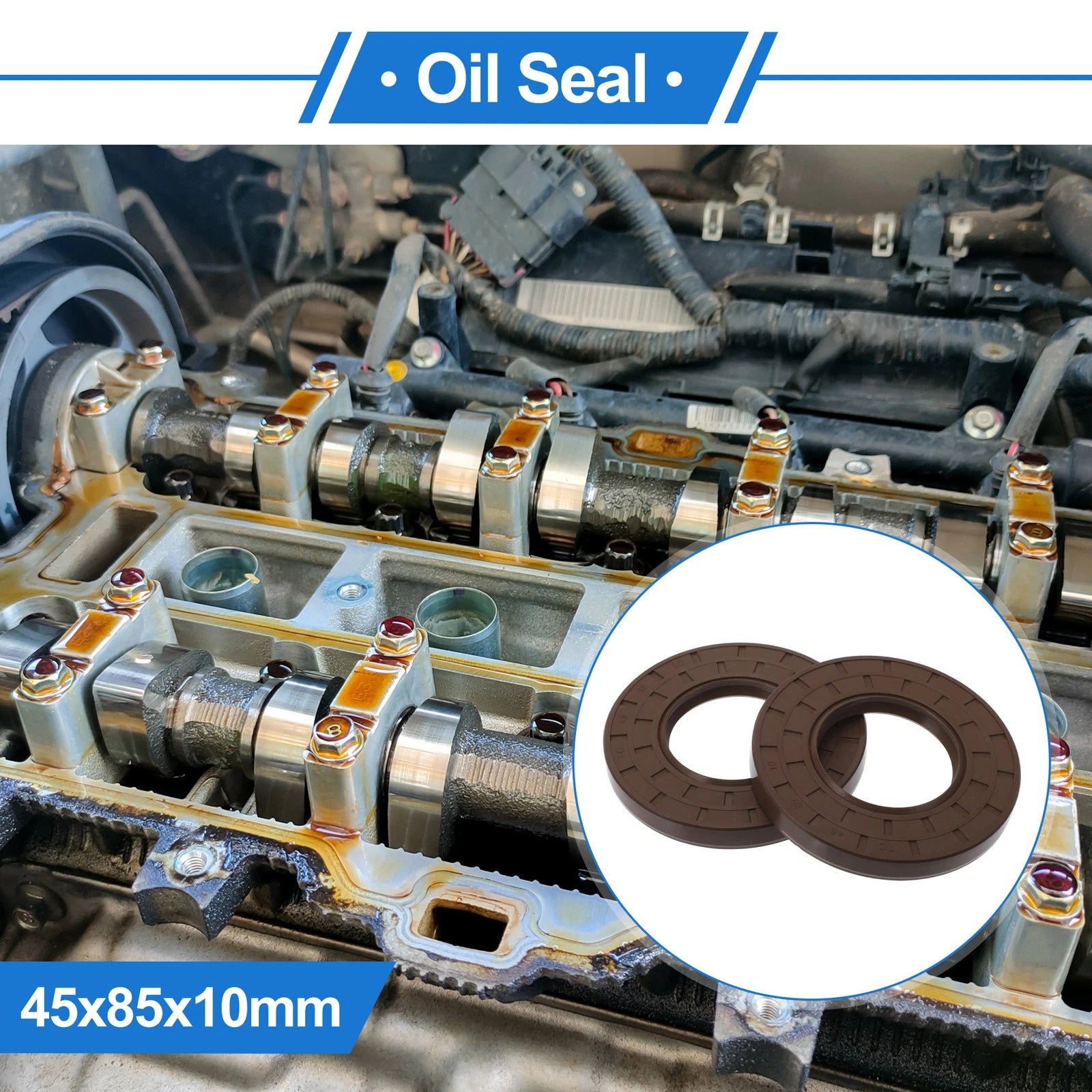 2X Oil Seal Rotary Shaft Seal FKM Rubber 45x85x10mm for Various Models