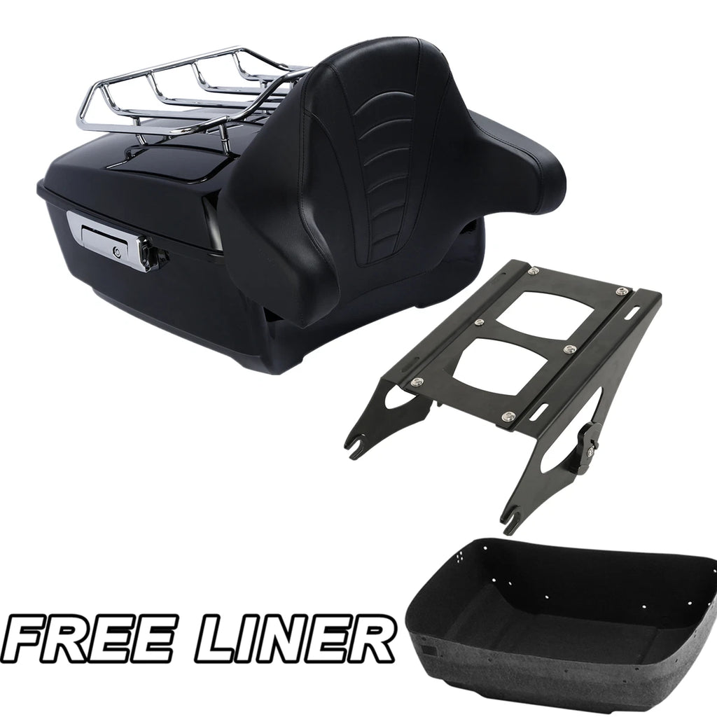 King Trunk Backrest Pad Mount Rack for Harley Touring Road Glide (2014–2023)