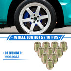 10pc M12x1.5 Wheel Lug Nut for Chevrolet Equinox, Chrysler Sebring (No. 9594683)