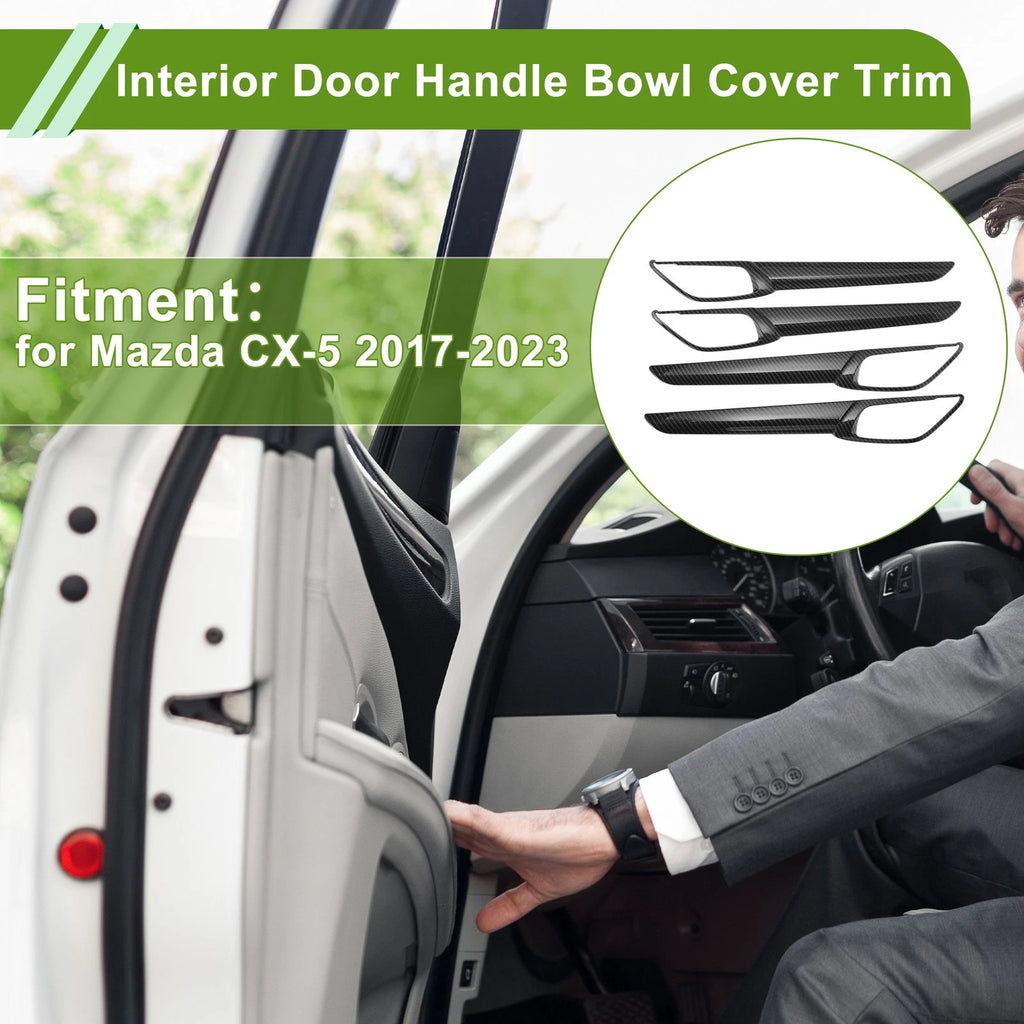 Interior Door Handle Bowl Cover Trim for Mazda CX-5 (2017–2023) Carbon Fiber Black ABS