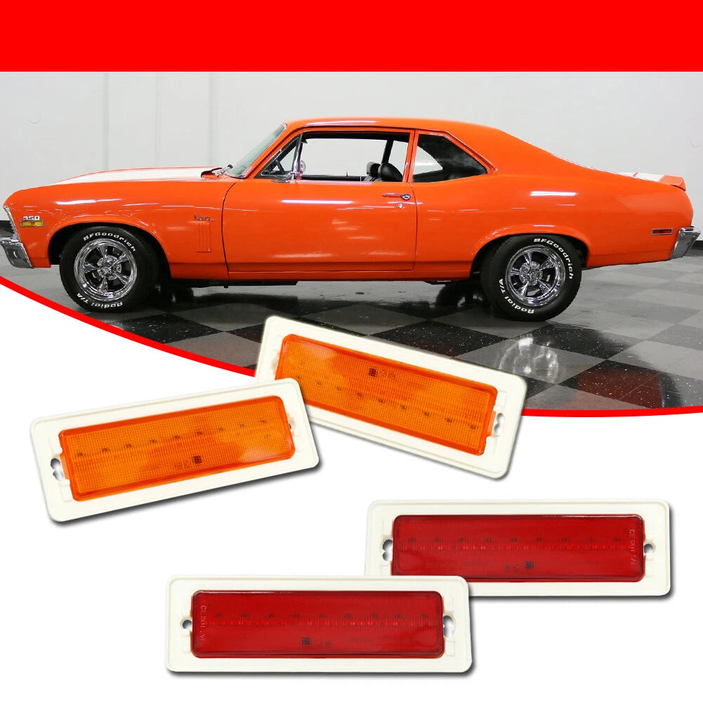 Set of 4 LED Bumper Side Marker Lights for Chevy Nova (1970–1974)