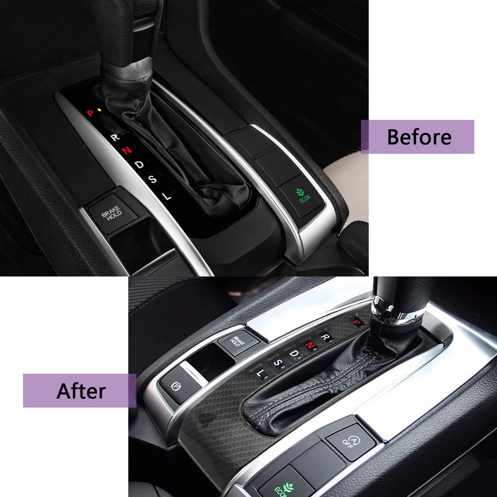 Carbon Fiber Style Gear Shift Panel Molding Trims for Honda Civic (2016-2021)