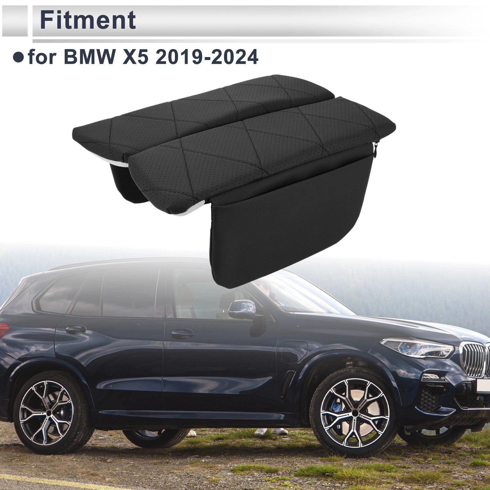 Center Console Cover with Storage Bag for BMW X5 (2019–2024) Black