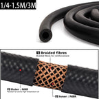 1/4" Nitrile Rubber EFI Fuel Injection Line Hose for