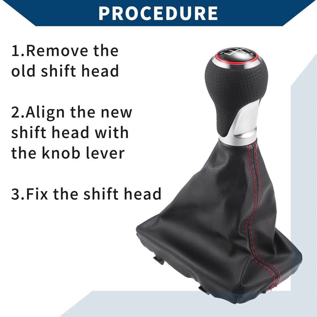 6 Speed Gear Shift Knob with Dust Cover for Audi A4 (2007–2015) Faux Leather Black