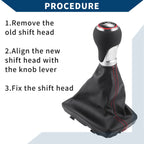 6 Speed Gear Shift Knob with Dust Cover for Audi A4 (2007–2015) Faux Leather Black