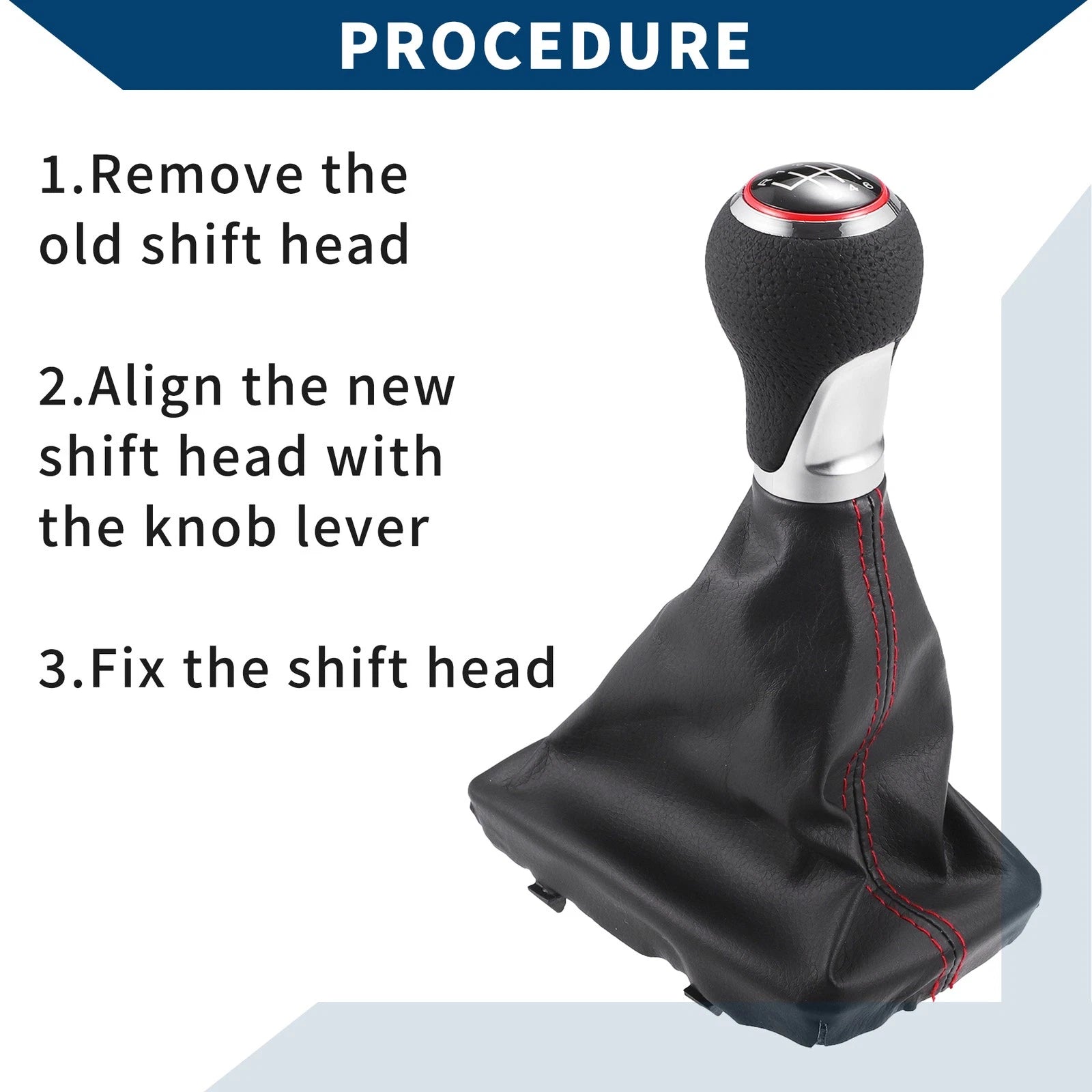 6 Speed Gear Shift Knob with Dust Cover for Audi A4 (2007–2015) Faux Leather Black