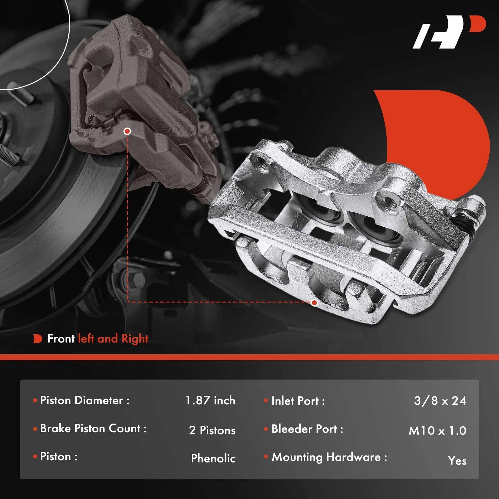 Pair Front Brake Calipers for Ford Explorer Taurus Flex (2011-2019)