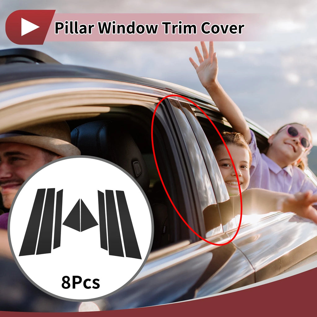 8 Pcs Car Door Pillar Window Trim for Kia Niro (2017–2020) Black