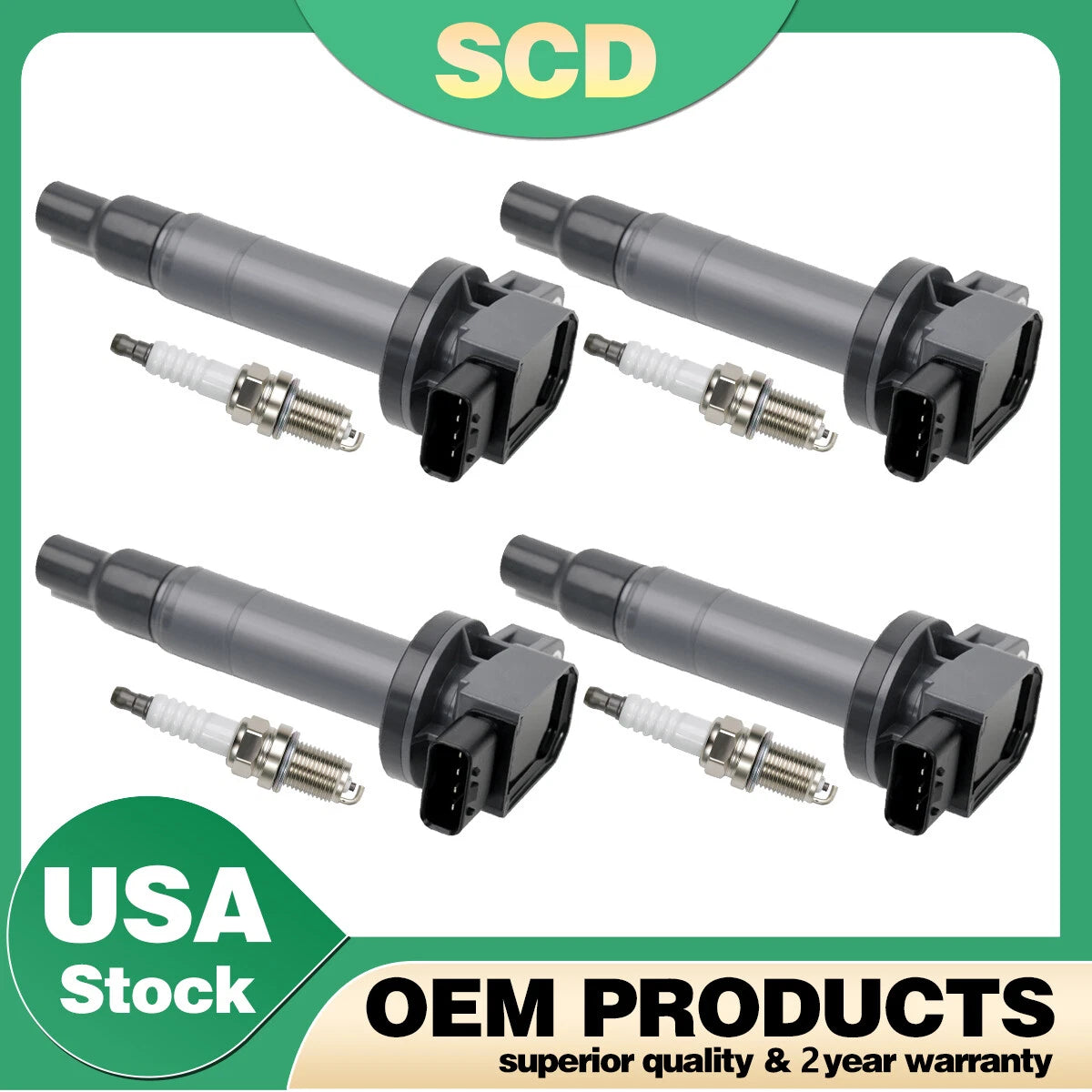 Set of 4 Ignition Coils & Spark Plugs for Toyota Prius Yaris Echo (2000–2017) UF316