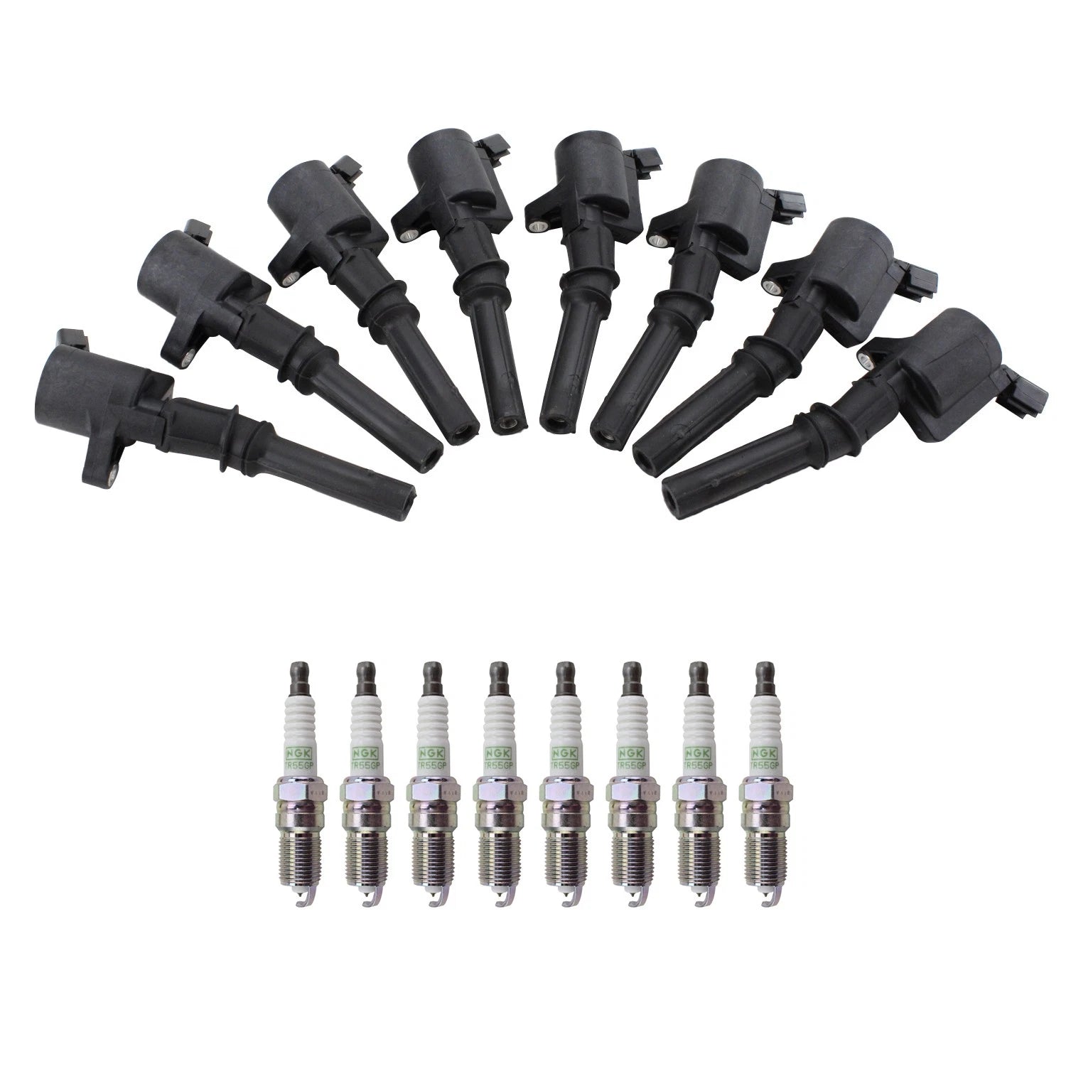 Set of 8 NGK Ignition Coils & Platinum Spark Plugs for Ford Explorer F-150 F-250 Mustang V8