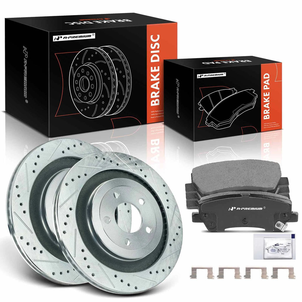 Set of 6 Drilled Brake Rotors + Brake Pads for Ford Mustang (2015–2021)