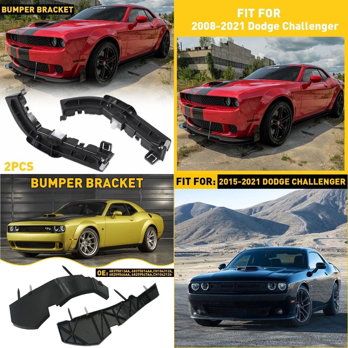 Front Fascia Bumper Bracket Set for Dodge Challenger (2015–2021)