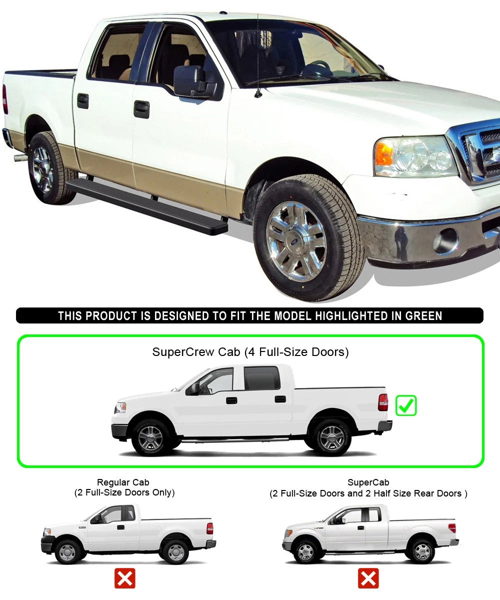 iBoard Stainless Steel Running Boards for Ford F150 SuperCrew (2004–2008)