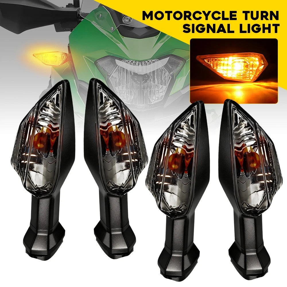 Set of 4 Smoke Len Amber Turn Signal Lights for Kawasaki Z125 Z250 Z650 (2017–2023)