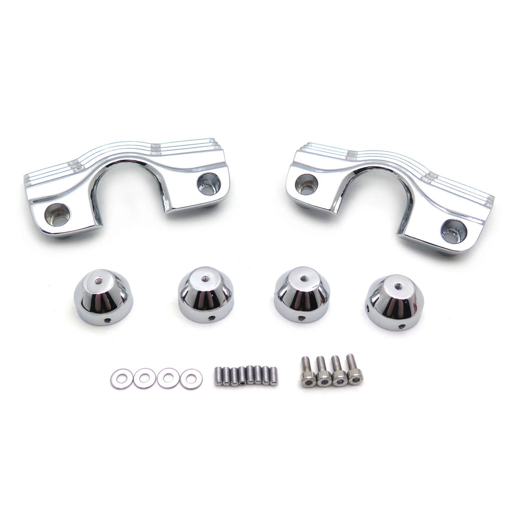 1 Pair Chrome Finned Slotted Head Bolt Spark Plug Covers for Harley Touring