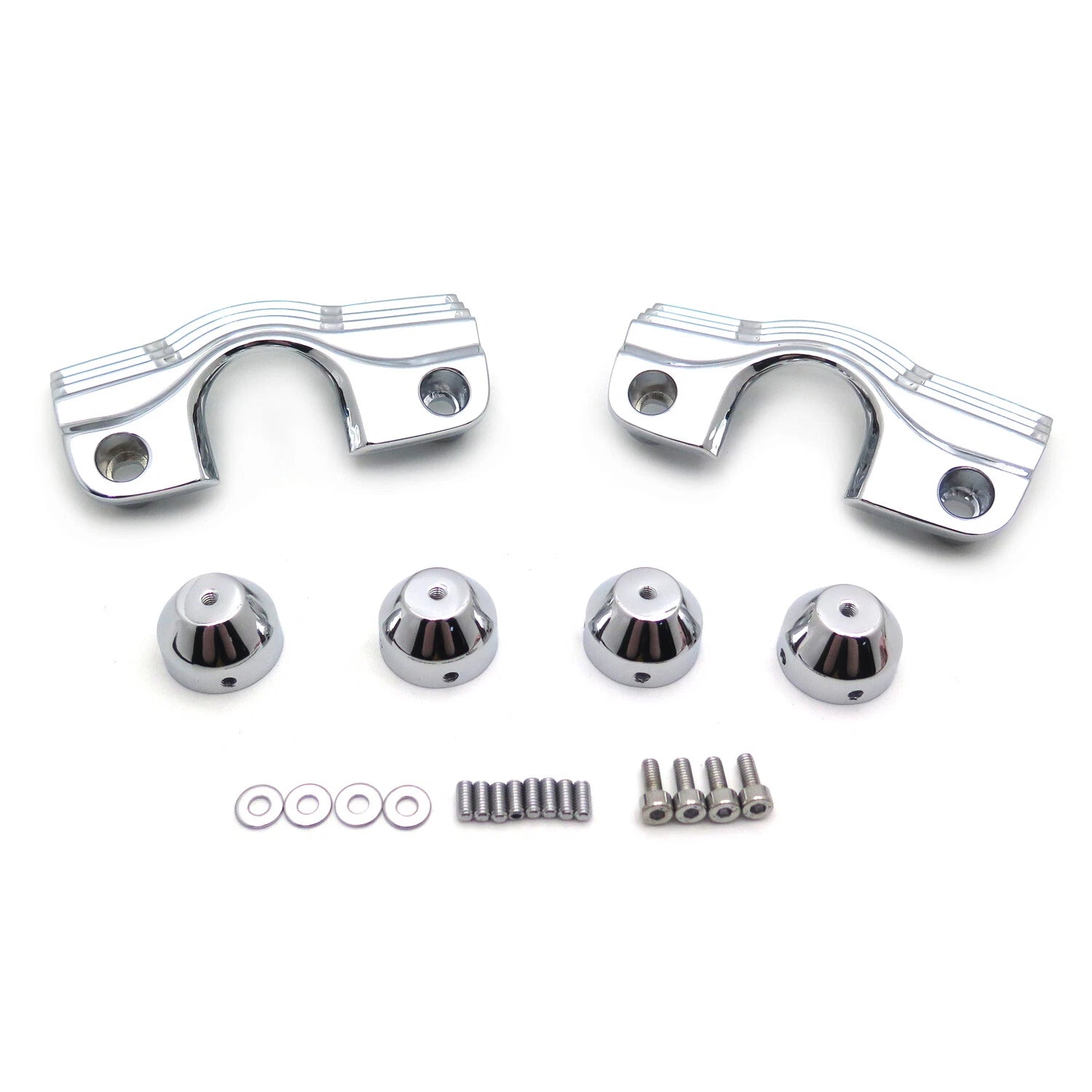 1 Pair Chrome Finned Slotted Head Bolt Spark Plug Covers for Harley Touring