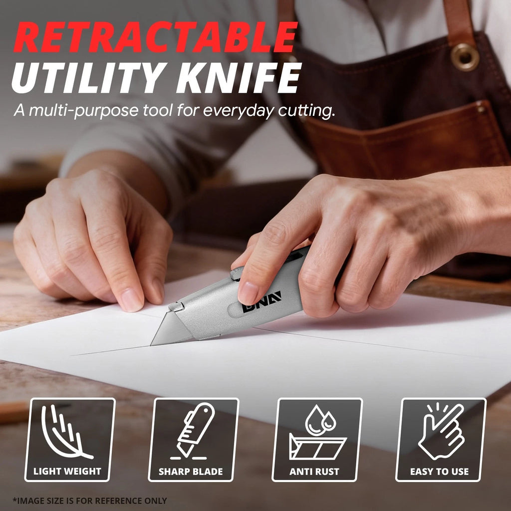 10Pcs Retractable Utility Knife Heavy Duty Lock Back Box Cutter