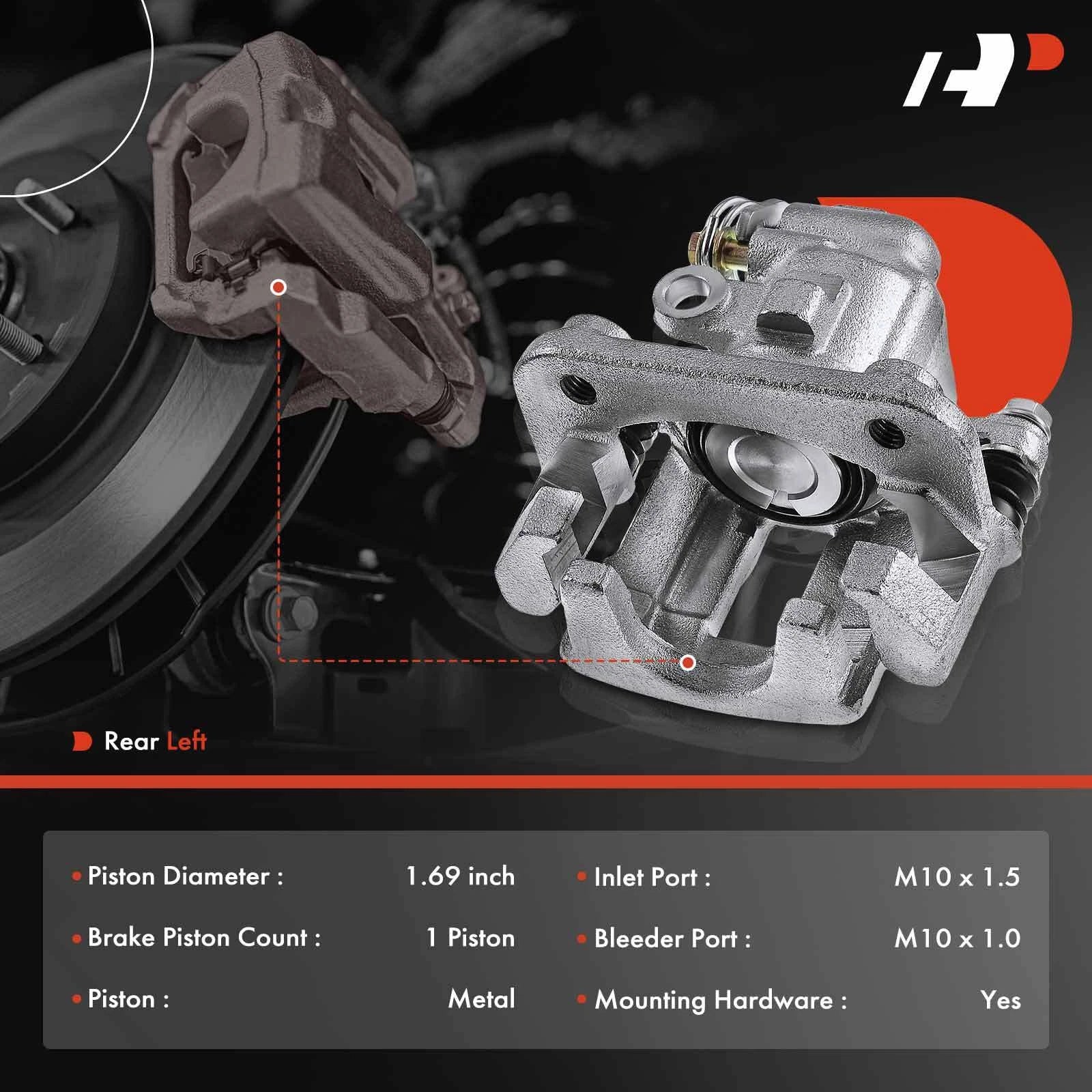 Rear Left Disc Brake Caliper with Bracket for Ford Taurus (2000-2007)