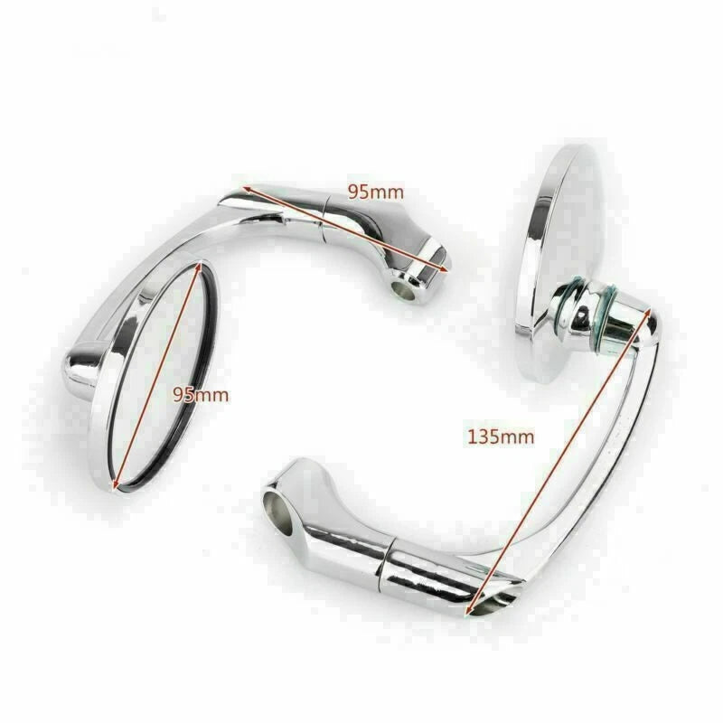 1 Pair Retro L-Bar Round Mirrors for Cafe Racer Bobber Motorcycle (M8 M10)