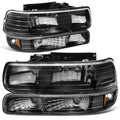 Black Headlight + Bumper + Chrome Smoked 3D LED Tail Light for Silverado (1999–2002)