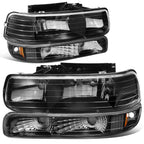 Black Headlight + Bumper + Chrome Smoked 3D LED Tail Light for Silverado (1999–2002)
