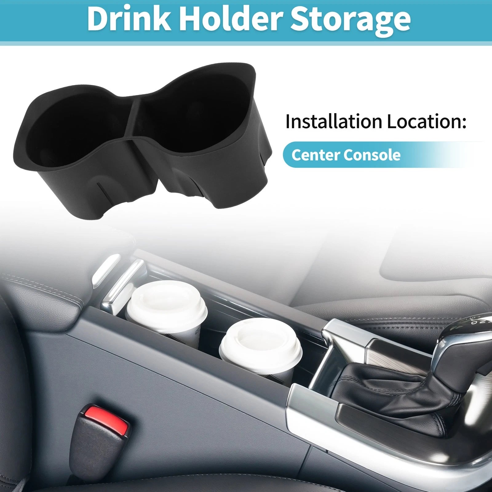 Center Console Cup Holder Organizer for Buick Envision (2021–2023) TPE Black