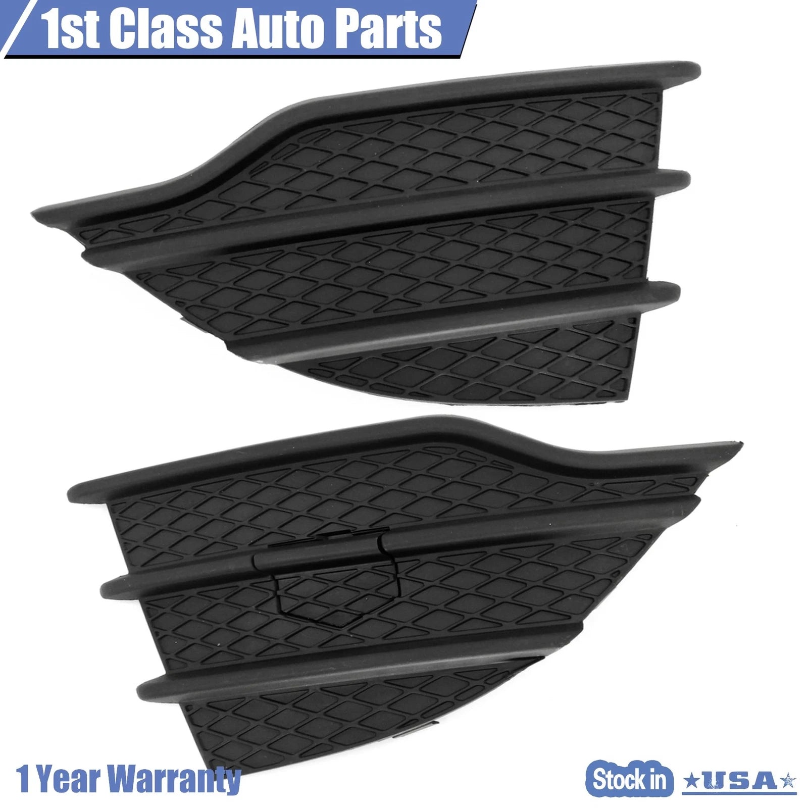 Set of 2 Bumper Cover Grille Inserts for Ford Escape (2013–2016) Black