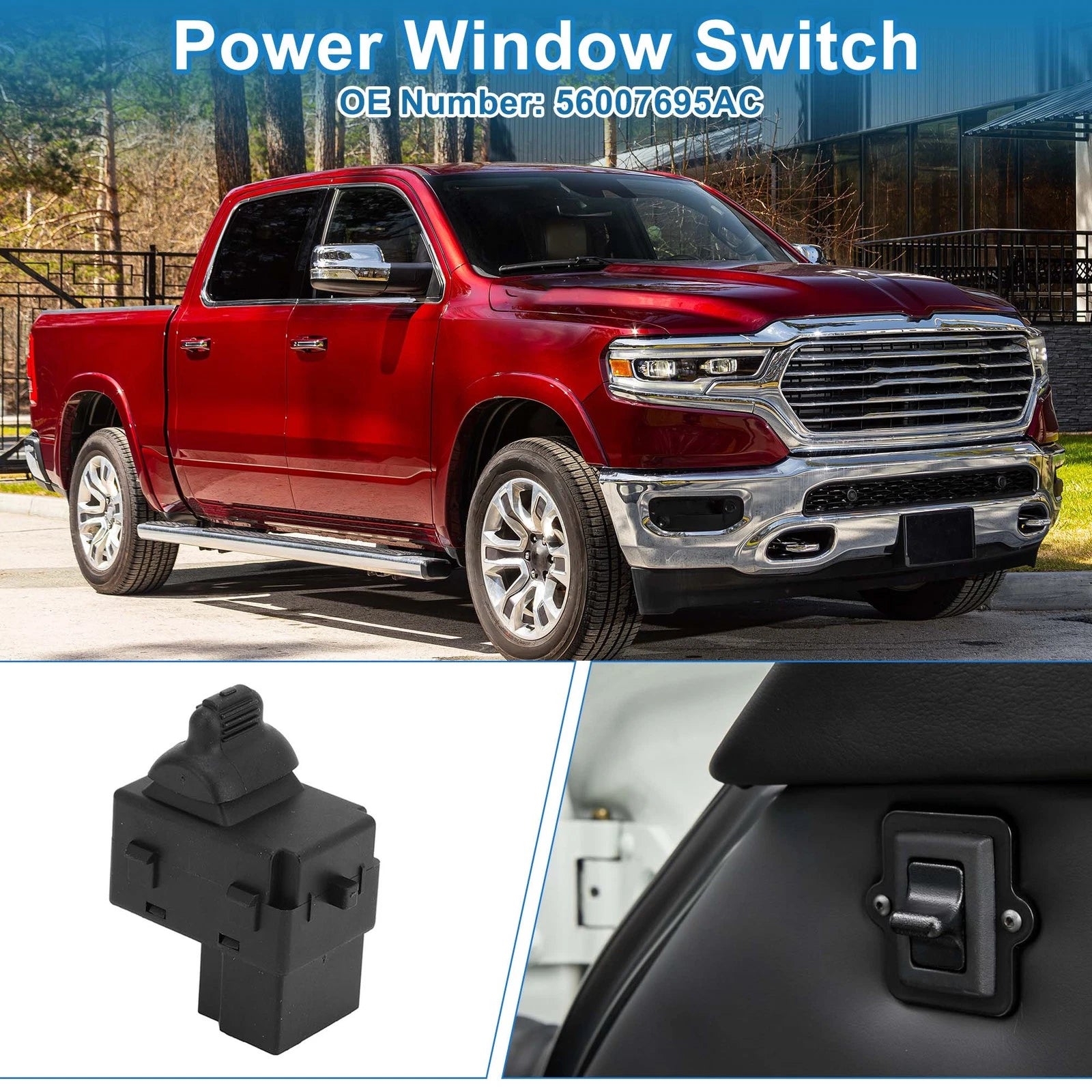 Front Power Window Switch for Dodge Dakota Durango Ram 1500 (No. 56007695AC)