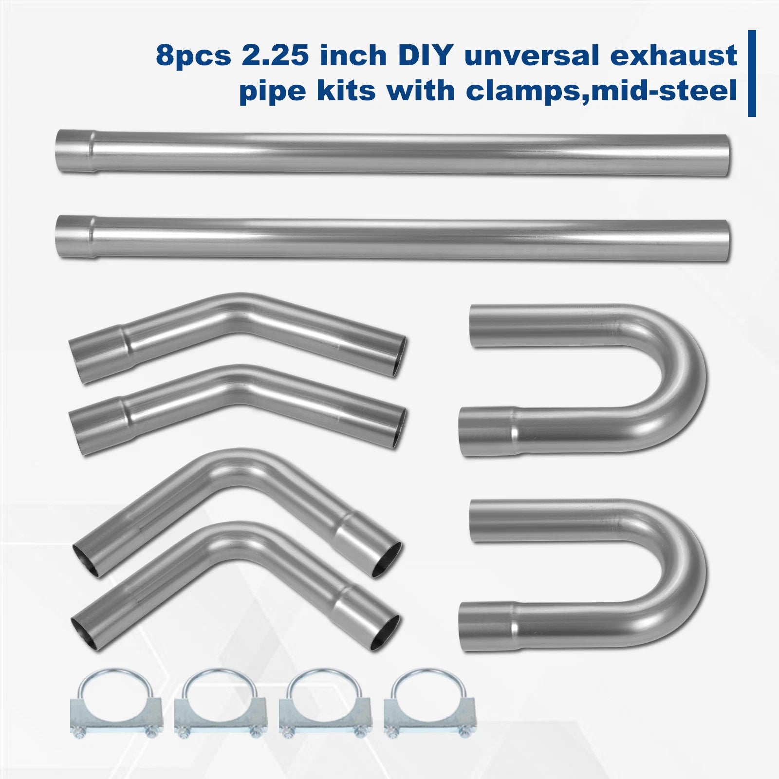 2.25" Exhaust Pipe Bend Kit for Universal Applications (8pcs)